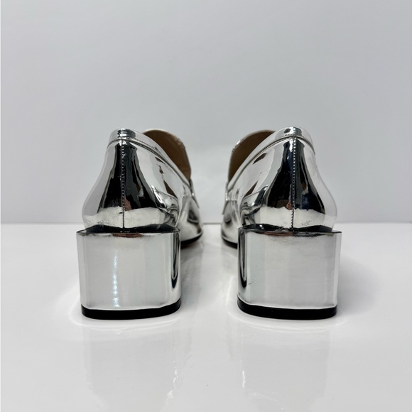Stuart Weitzman ‘Sawyer’ Metallic Block Heel Loafer in Polar Silver NIB - Picture 7 of 11